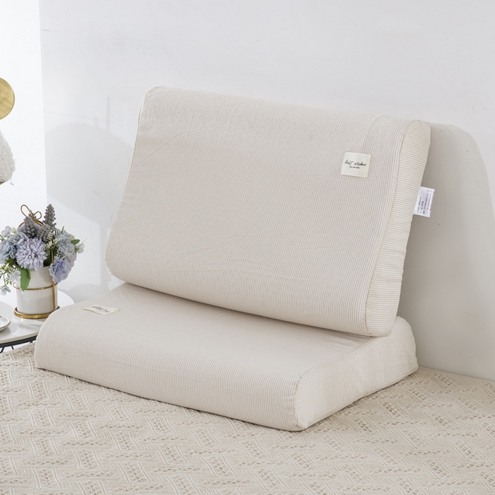 91家纺网 家纺一手货源 找家纺 大黄蜂家居家纺 2025新款全棉水洗棉乳胶枕头枕芯枕套 米细条