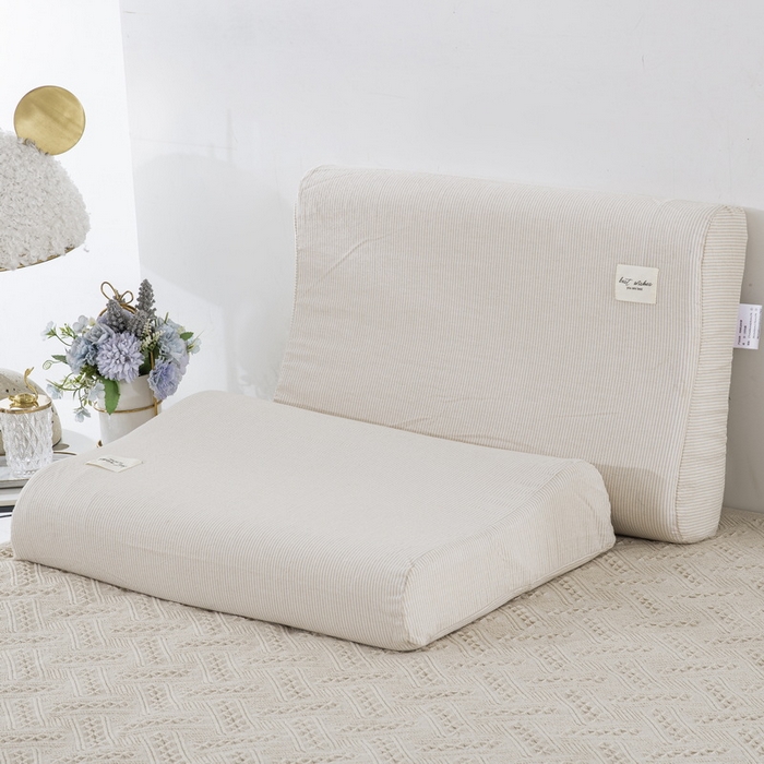 91家纺网 家纺一手货源 找家纺 大黄蜂家居家纺 2025新款全棉水洗棉乳胶枕头枕芯枕套 米细条