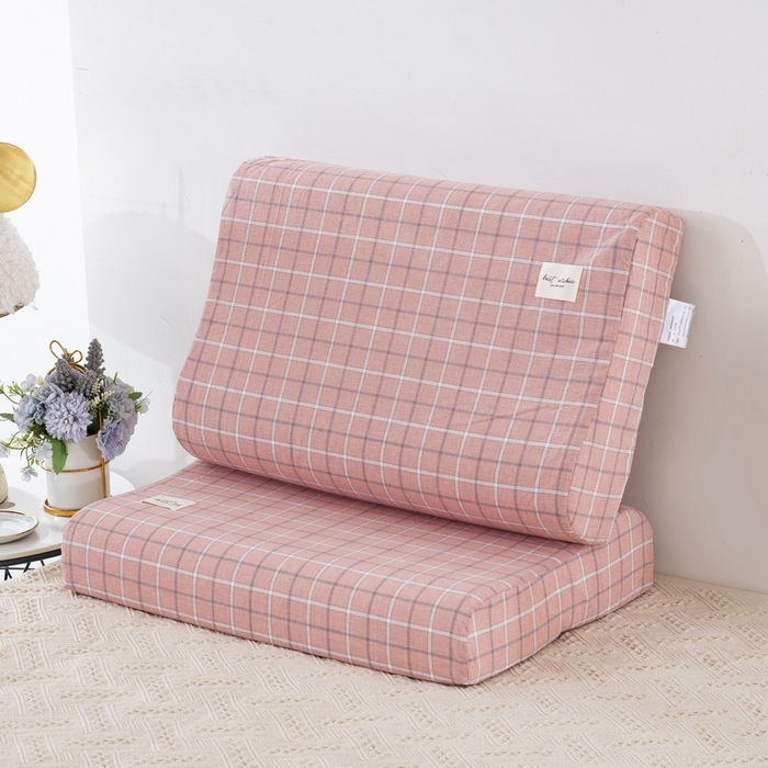 91家纺网 家纺一手货源 找家纺 大黄蜂家居家纺 2025新款全棉水洗棉乳胶枕头枕芯枕套 千禧格粉