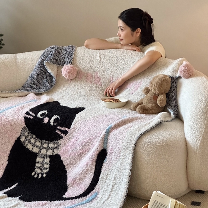 91家纺网 家纺一手货源 找家纺 （总）Sweet dreams甜梦 2025新款轻奢高端毛球款半边绒针织毛毯