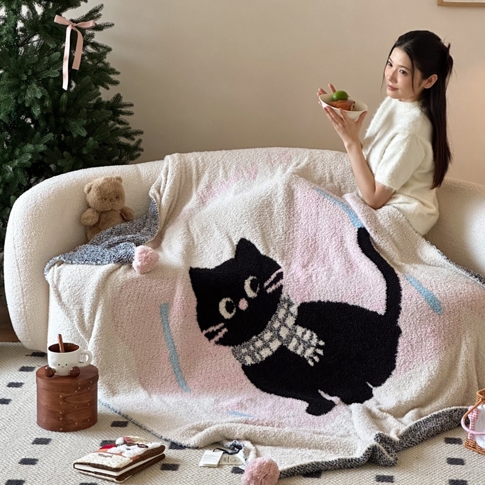 91家纺网 家纺一手货源 找家纺 （总）Sweet dreams甜梦 2025新款轻奢高端毛球款半边绒针织毛毯