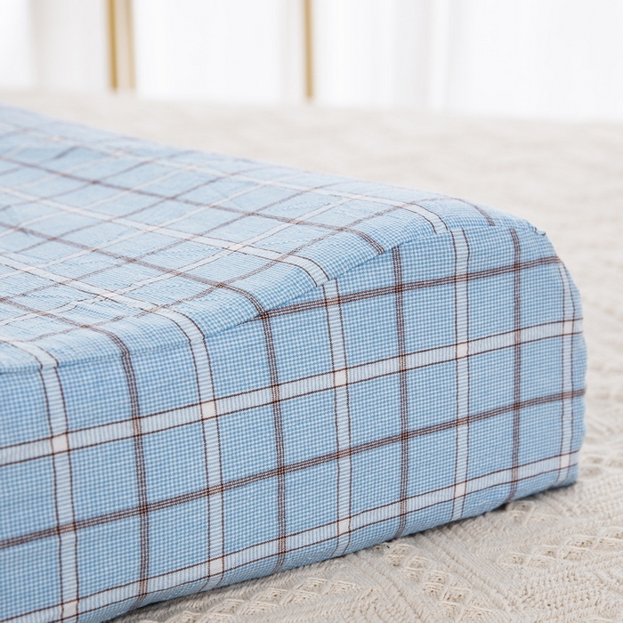 91家纺网 家纺一手货源 找家纺 大黄蜂家居家纺 2025新款全棉水洗棉乳胶枕头枕芯枕套 千禧格蓝