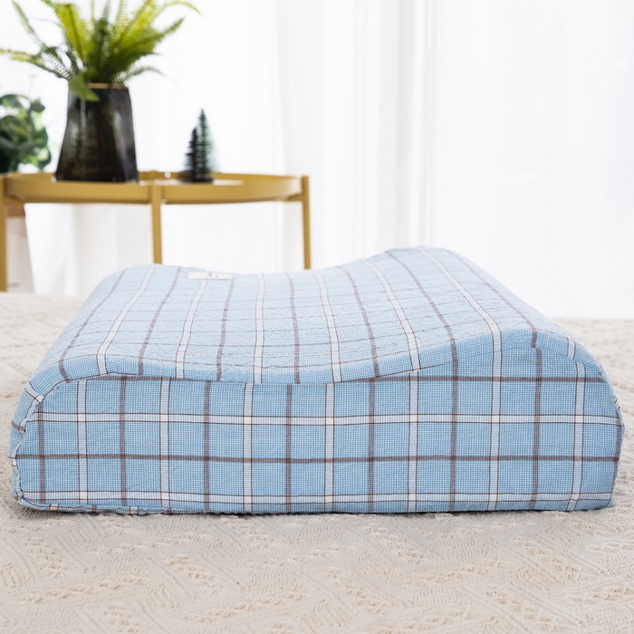 91家纺网 家纺一手货源 找家纺 大黄蜂家居家纺 2025新款全棉水洗棉乳胶枕头枕芯枕套 千禧格蓝