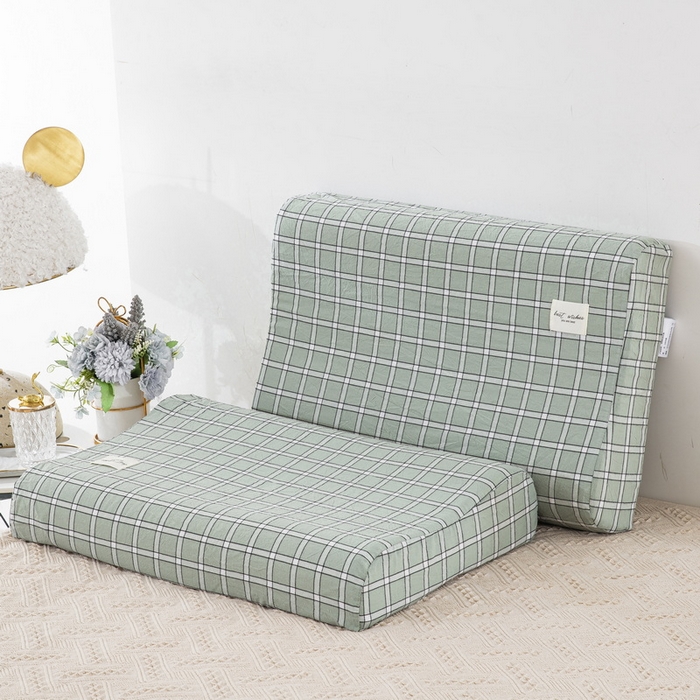 大黄蜂家居家纺 2025新款全棉水洗棉乳胶枕头枕芯枕套 青春旋律绿