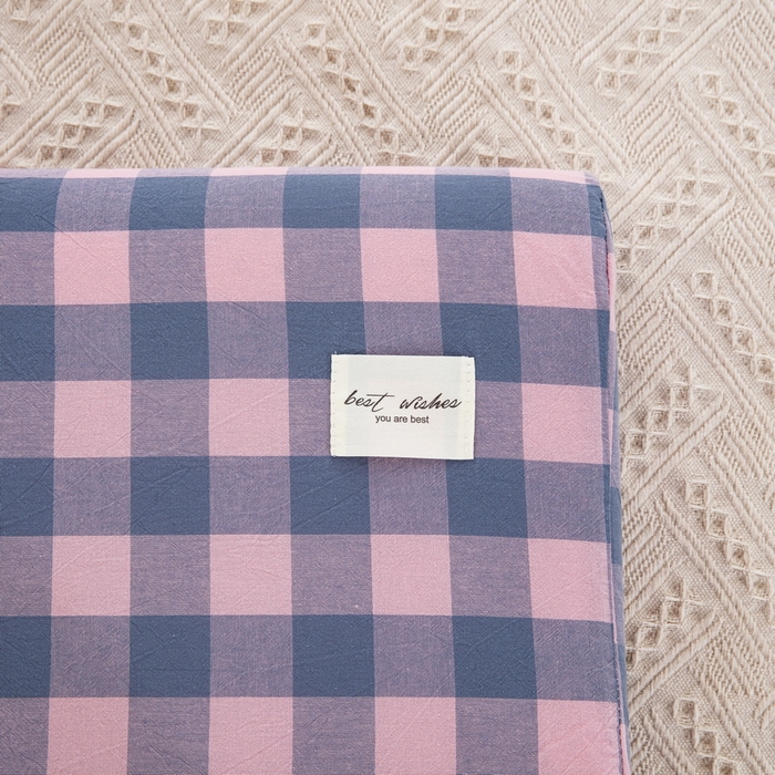 91家纺网 家纺一手货源 找家纺 大黄蜂家居家纺 2025新款全棉水洗棉乳胶枕头枕芯枕套 小方格红