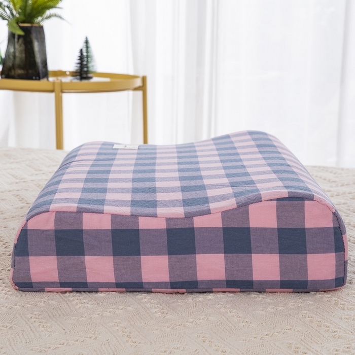 91家纺网 家纺一手货源 找家纺 大黄蜂家居家纺 2025新款全棉水洗棉乳胶枕头枕芯枕套 小方格红