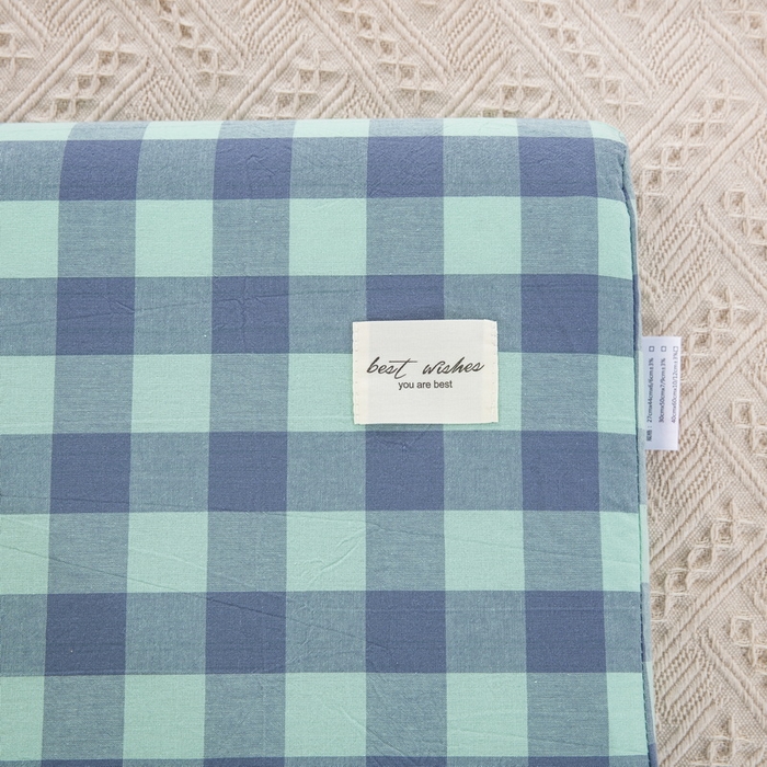 91家纺网 家纺一手货源 找家纺 大黄蜂家居家纺 2025新款全棉水洗棉乳胶枕头枕芯枕套 小方格蓝