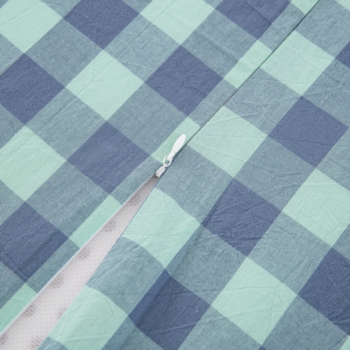 91家纺网 家纺一手货源 找家纺 大黄蜂家居家纺 2025新款全棉水洗棉乳胶枕头枕芯枕套 小方格蓝