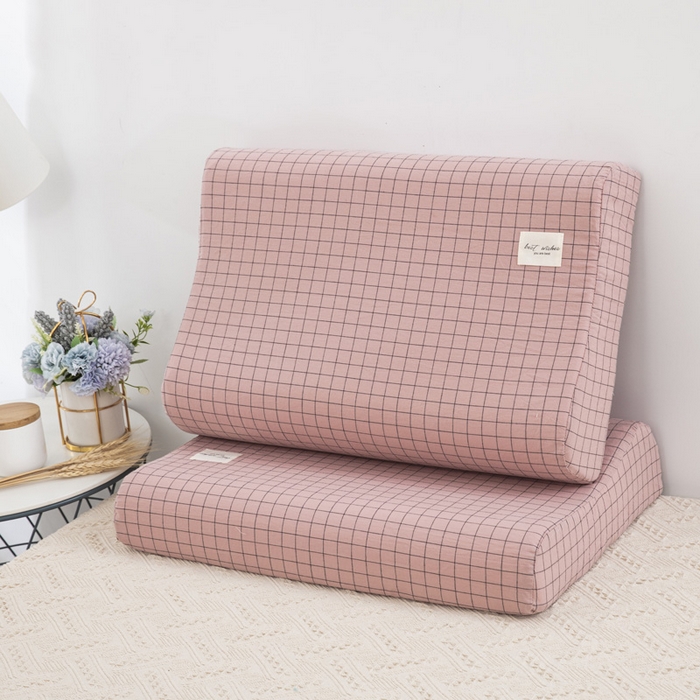 91家纺网 家纺一手货源 找家纺 大黄蜂家居家纺 2025新款全棉水洗棉乳胶枕套 粉小格