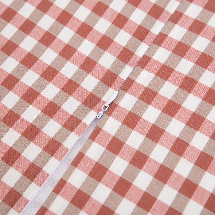 91家纺网 家纺一手货源 找家纺 大黄蜂家居家纺 2025新款全棉水洗棉乳胶枕套 橘红小格