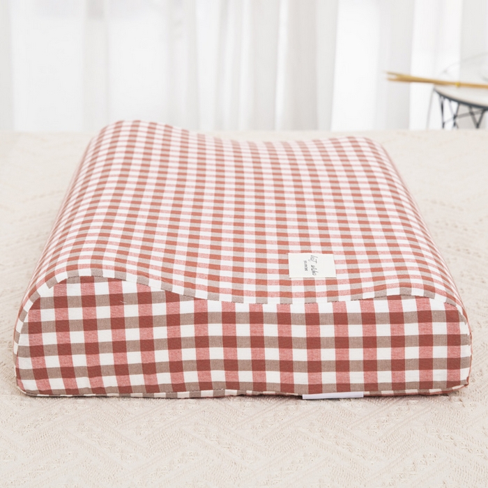 91家纺网 家纺一手货源 找家纺 大黄蜂家居家纺 2025新款全棉水洗棉乳胶枕套 橘红小格