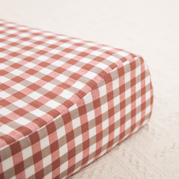 91家纺网 家纺一手货源 找家纺 大黄蜂家居家纺 2025新款全棉水洗棉乳胶枕套 橘红小格