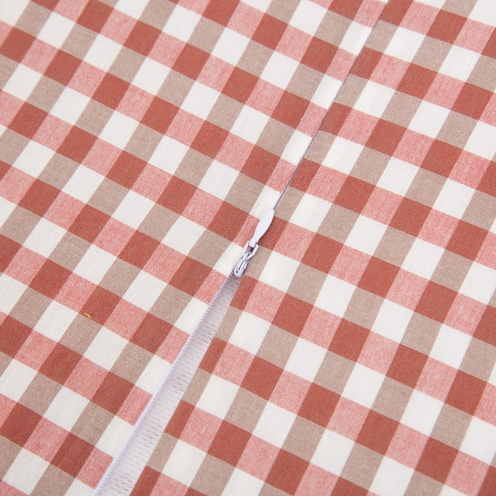 91家纺网 家纺一手货源 找家纺 大黄蜂家居家纺 2025新款全棉水洗棉乳胶枕套 橘红小格