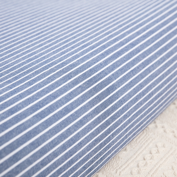 91家纺网 家纺一手货源 找家纺 大黄蜂家居家纺 2025新款全棉水洗棉乳胶枕套 蓝细条