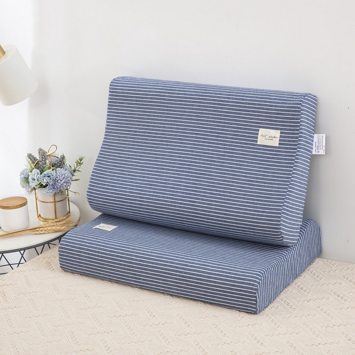 91家纺网 家纺一手货源 找家纺 大黄蜂家居家纺 2025新款全棉水洗棉乳胶枕套 蓝细条