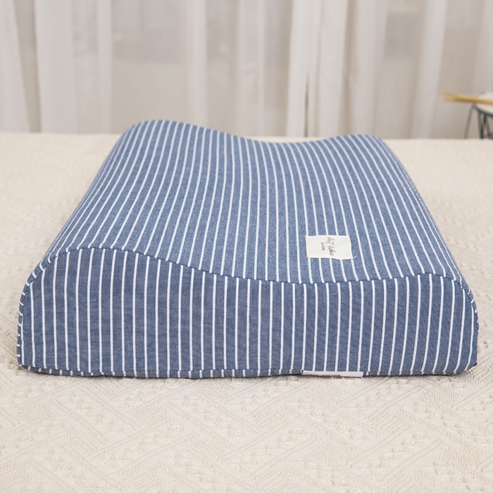 91家纺网 家纺一手货源 找家纺 大黄蜂家居家纺 2025新款全棉水洗棉乳胶枕套 蓝细条