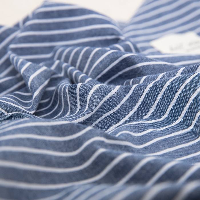 91家纺网 家纺一手货源 找家纺 大黄蜂家居家纺 2025新款全棉水洗棉乳胶枕套 蓝细条