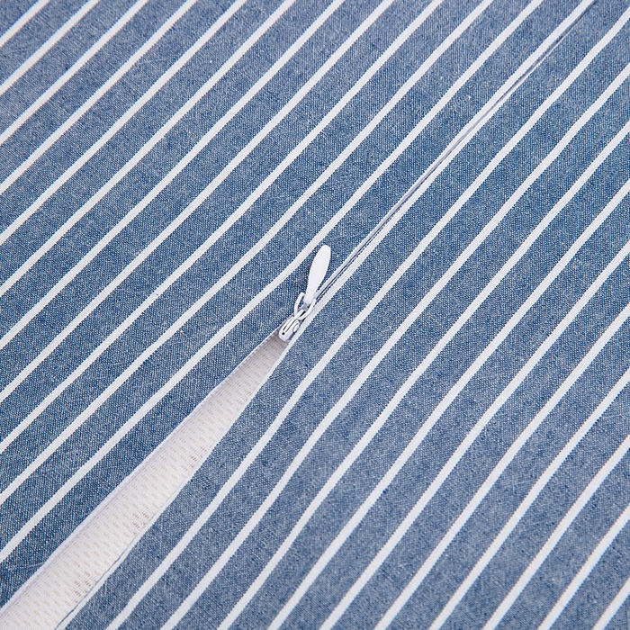 91家纺网 家纺一手货源 找家纺 大黄蜂家居家纺 2025新款全棉水洗棉乳胶枕套 蓝细条