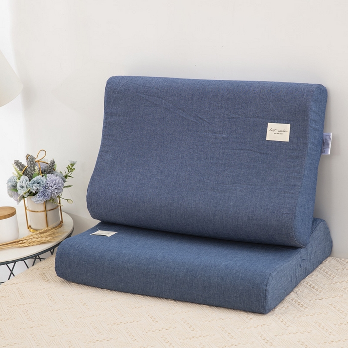 91家纺网 家纺一手货源 找家纺 大黄蜂家居家纺 2025新款全棉水洗棉乳胶枕套 牛仔蓝