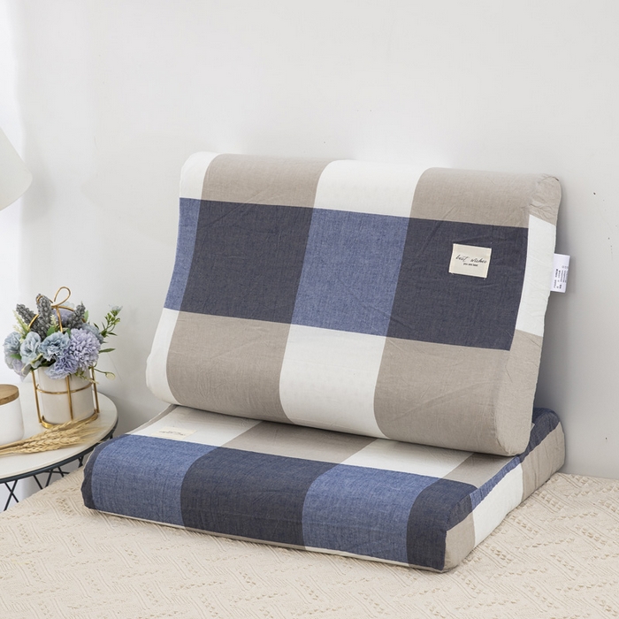 91家纺网 家纺一手货源 找家纺 大黄蜂家居家纺 2025新款全棉水洗棉乳胶枕套 浅咖蓝