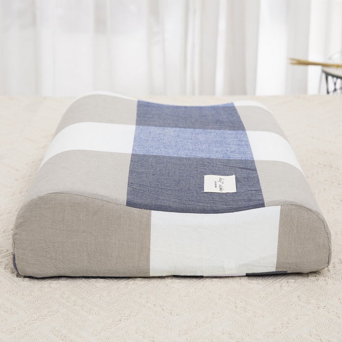 91家纺网 家纺一手货源 找家纺 大黄蜂家居家纺 2025新款全棉水洗棉乳胶枕套 浅咖蓝