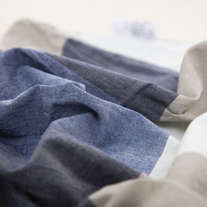 91家纺网 家纺一手货源 找家纺 大黄蜂家居家纺 2025新款全棉水洗棉乳胶枕套 浅咖蓝