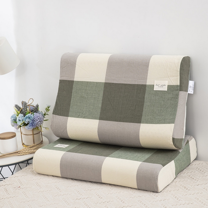 91家纺网 家纺一手货源 找家纺 大黄蜂家居家纺 2025新款全棉水洗棉乳胶枕套 浅咖绿