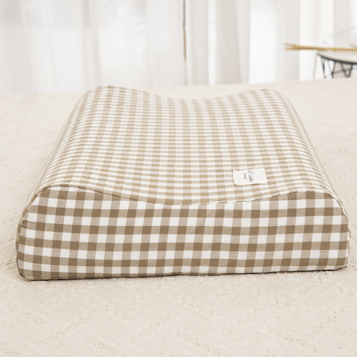 91家纺网 家纺一手货源 找家纺 大黄蜂家居家纺 2025新款全棉水洗棉乳胶枕套 浅咖小格