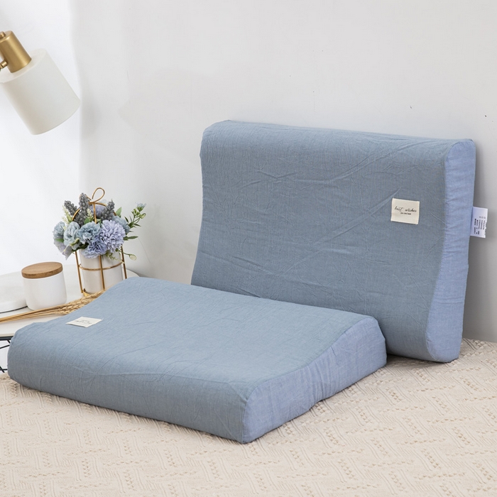 大黄蜂家居家纺 2025新款全棉水洗棉乳胶枕套 清雅蓝