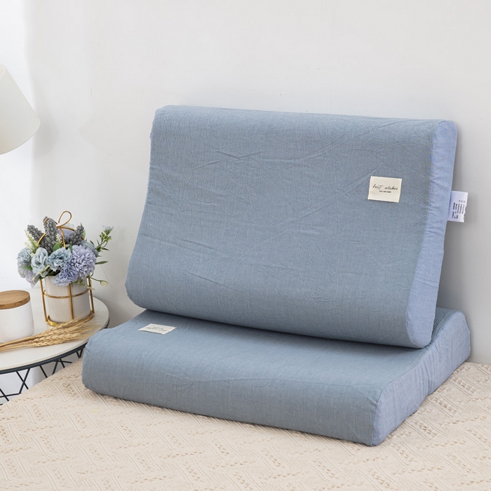 91家纺网 家纺一手货源 找家纺 大黄蜂家居家纺 2025新款全棉水洗棉乳胶枕套 清雅蓝