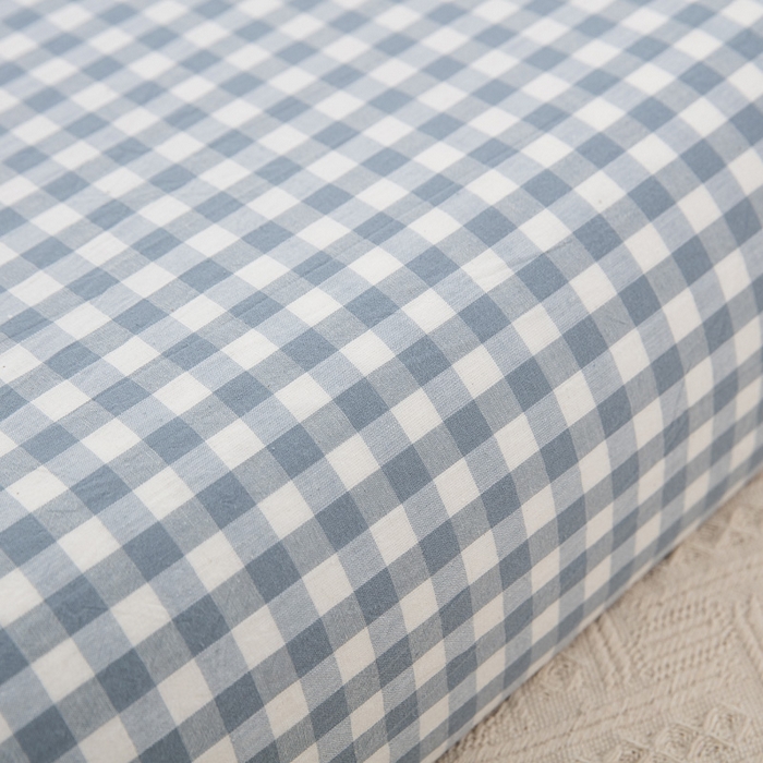 91家纺网 家纺一手货源 找家纺 大黄蜂家居家纺 2025新款全棉水洗棉乳胶枕套 水蓝小格