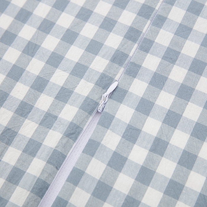 91家纺网 家纺一手货源 找家纺 大黄蜂家居家纺 2025新款全棉水洗棉乳胶枕套 水蓝小格