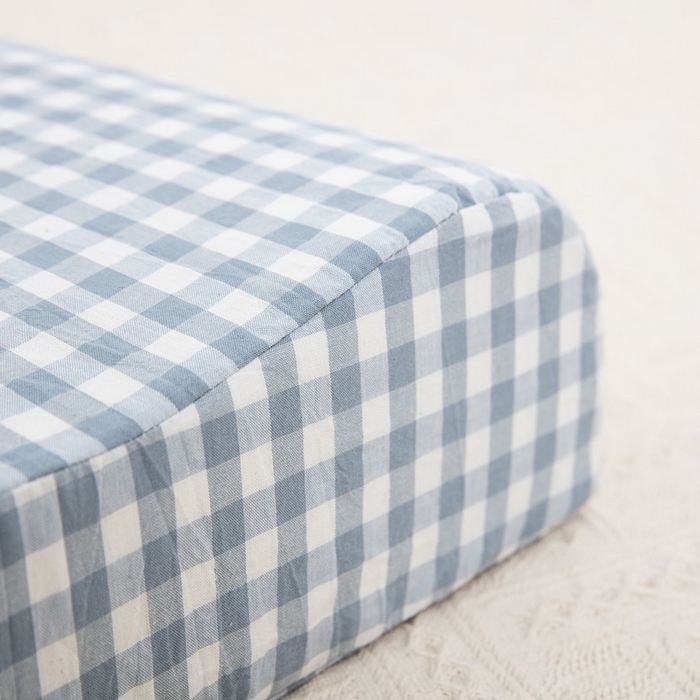 91家纺网 家纺一手货源 找家纺 大黄蜂家居家纺 2025新款全棉水洗棉乳胶枕套 水蓝小格