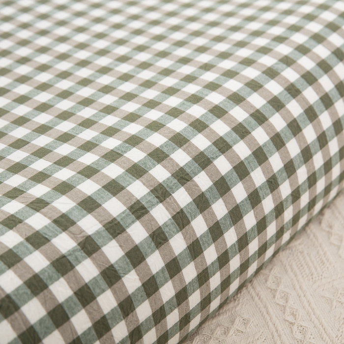 91家纺网 家纺一手货源 找家纺 大黄蜂家居家纺 2025新款全棉水洗棉乳胶枕套 水绿小格