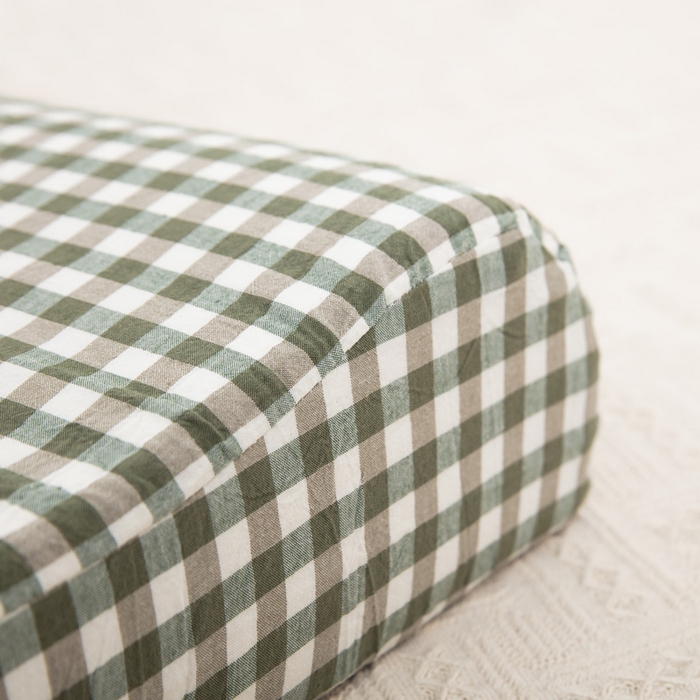 91家纺网 家纺一手货源 找家纺 大黄蜂家居家纺 2025新款全棉水洗棉乳胶枕套 水绿小格