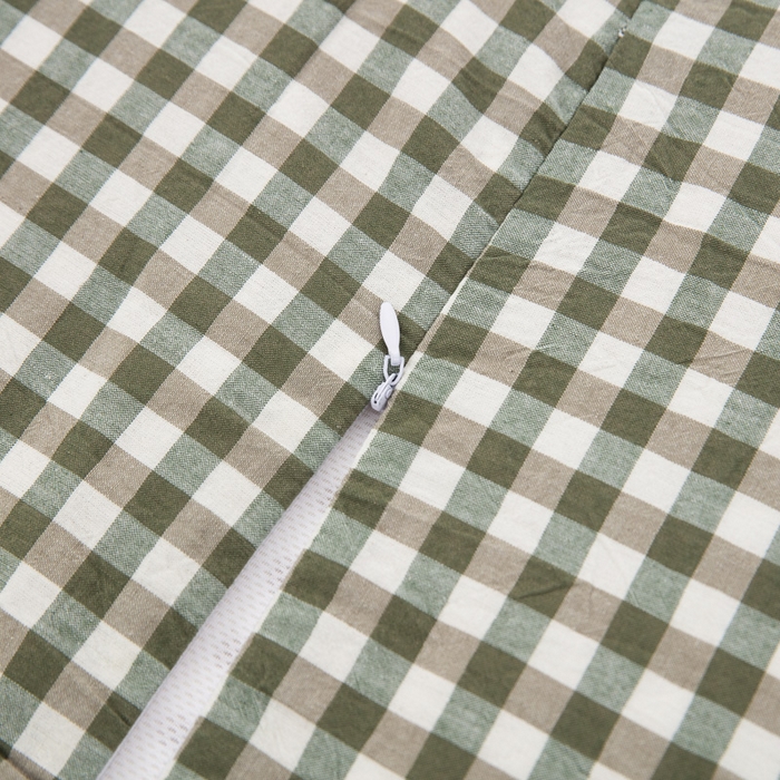 91家纺网 家纺一手货源 找家纺 大黄蜂家居家纺 2025新款全棉水洗棉乳胶枕套 水绿小格