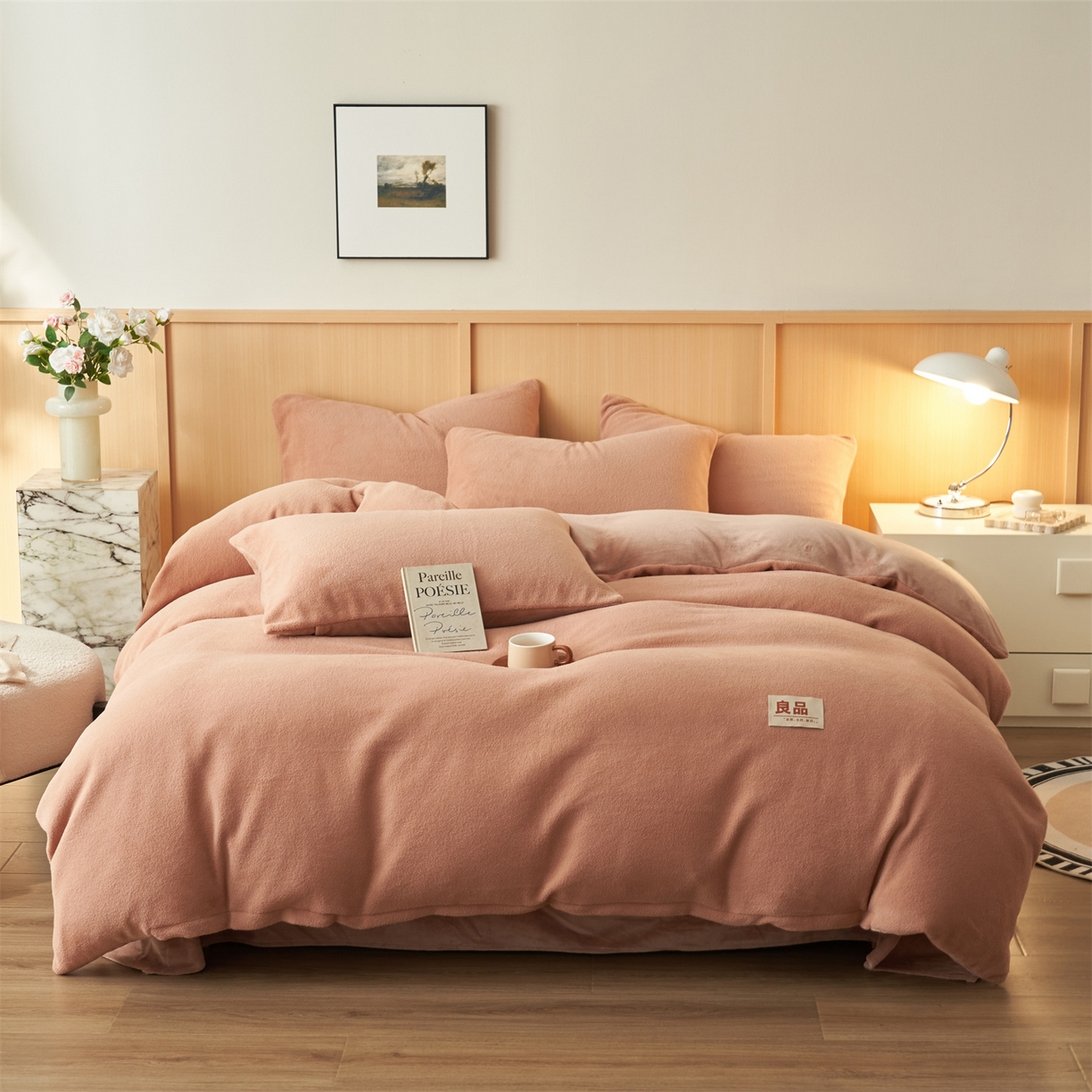 91家纺网 家纺一手货源 找家纺 金鹰 2025新款羊驼绒牛奶绒四件套保暖套件 羊驼绒-焦糖