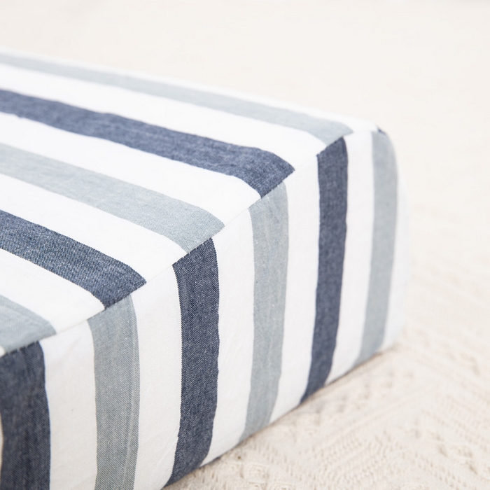 91家纺网 家纺一手货源 找家纺 大黄蜂家居家纺 2025新款全棉水洗棉乳胶枕套 条纹蓝