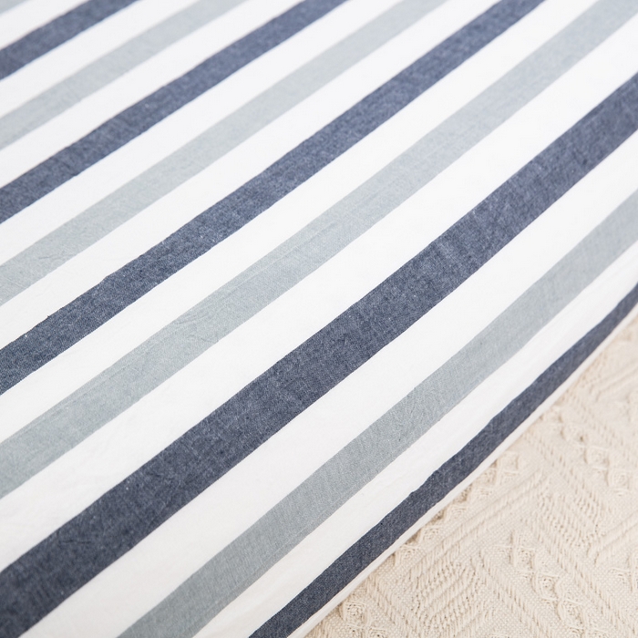 91家纺网 家纺一手货源 找家纺 大黄蜂家居家纺 2025新款全棉水洗棉乳胶枕套 条纹蓝