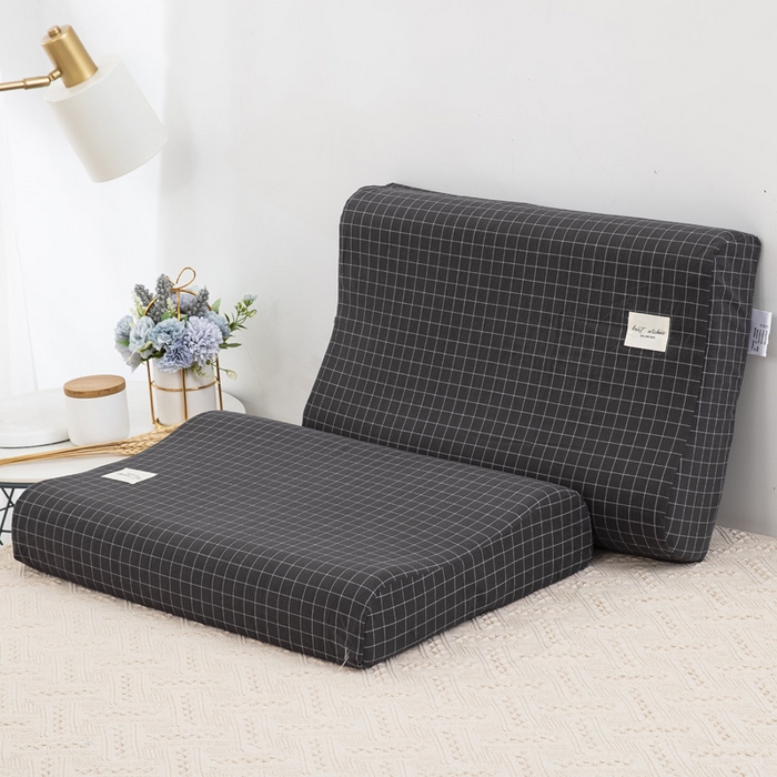 大黄蜂家居家纺 2025新款全棉水洗棉乳胶枕套 小灰格