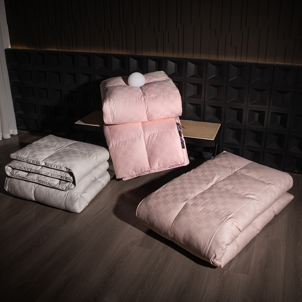 91家纺网 家纺一手货源 找家纺 静若居羽绒被壳 2025新款双层全棉提花羽绒被壳华夫格 组合图