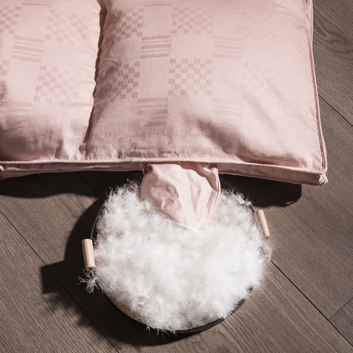 91家纺网 家纺一手货源 找家纺 静若居羽绒被壳 2025新款双层全棉提花羽绒被壳华夫格 华夫格豆沙