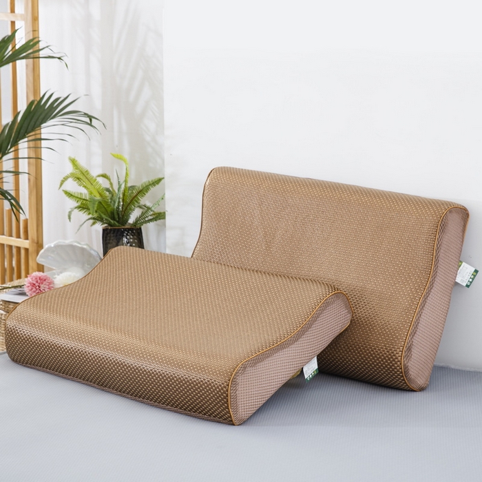 91家纺网 家纺一手货源 找家纺 大黄蜂家居家纺 2025新款艾草冰滕乳胶枕套含芯 净面浅黄