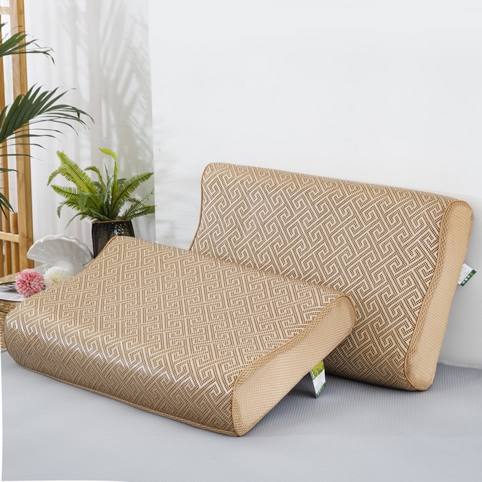 91家纺网 家纺一手货源 找家纺 大黄蜂家居家纺 2025新款艾草冰滕乳胶枕套含芯 净面如意格