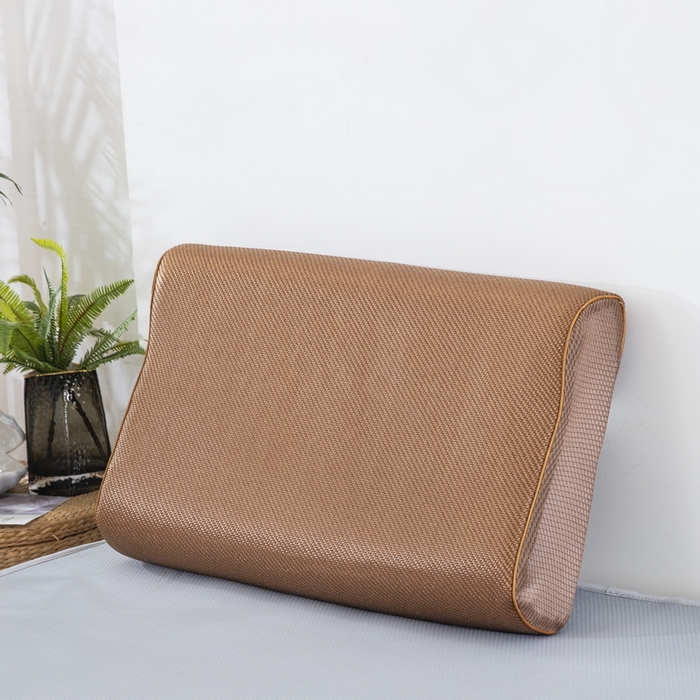 大黄蜂家居家纺 2025新款艾草冰滕乳胶枕套含芯 净面深黄