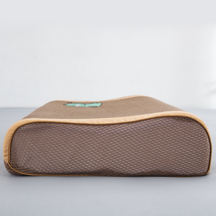 91家纺网 家纺一手货源 找家纺 大黄蜂家居家纺 2025新款艾草冰滕乳胶枕套含芯 拼色款恐龙黄