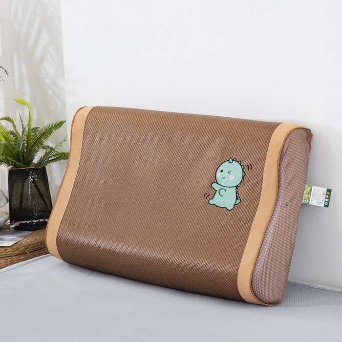 大黄蜂家居家纺 2025新款艾草冰滕乳胶枕套含芯 拼色款恐龙黄