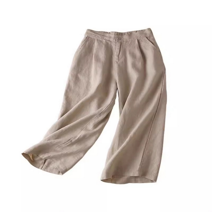 91家纺网 家纺一手货源 找家纺 （总）洛兰沙家居馆【只代发】【只代发】 夏季休闲裤子时尚百搭女裤棉麻女装阔腿裤女高腰垂感宽松九分裤子