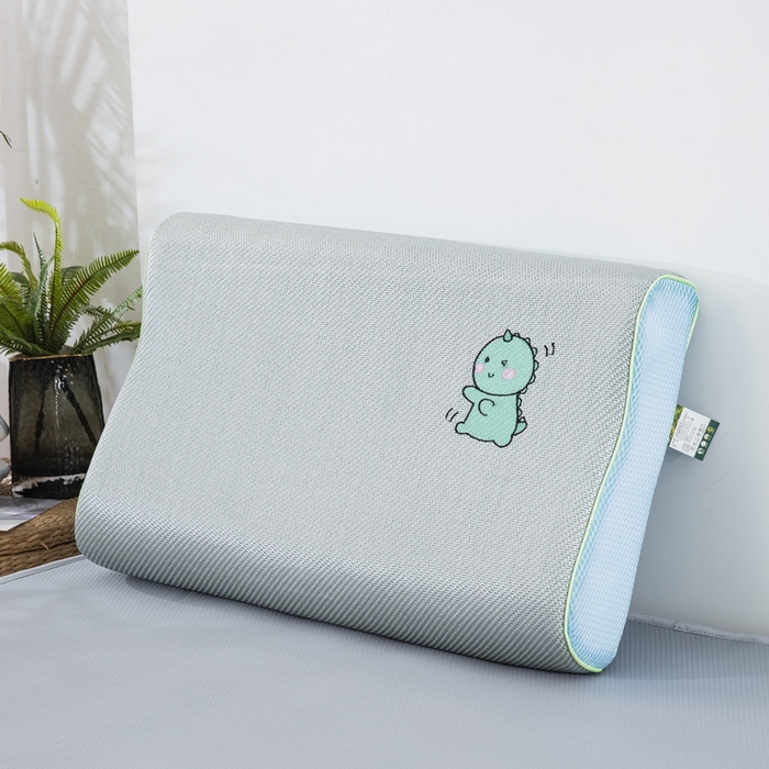 大黄蜂家居家纺 2025新款艾草冰滕乳胶枕套含芯 小恐龙绿