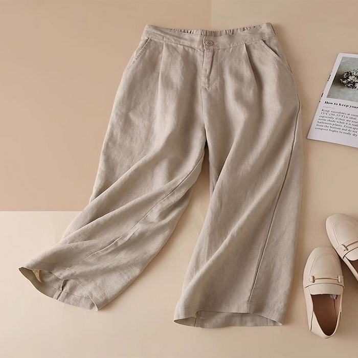 91家纺网 家纺一手货源 找家纺 （总）洛兰沙家居馆【只代发】【只代发】 夏季休闲裤子时尚百搭女裤棉麻女装阔腿裤女高腰垂感宽松九分裤子